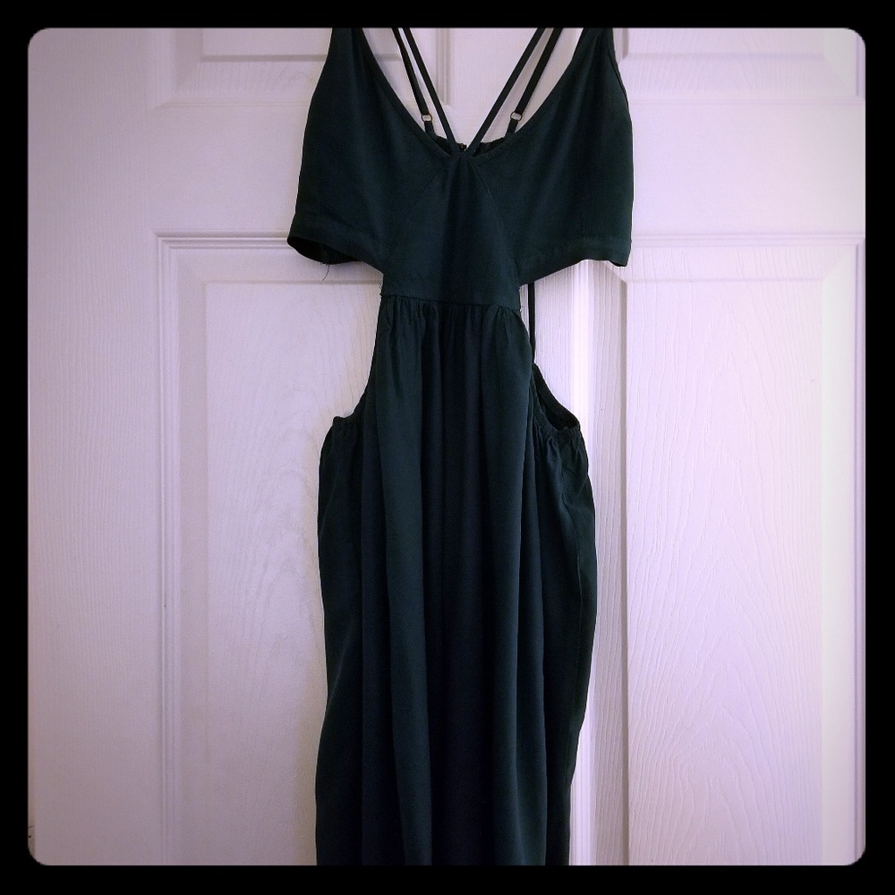 Cut out strappy hunter green dress